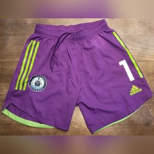 ADIDAS Men's Soccer Shorts TACOMA DEFIANCE size L purple w/ neon green